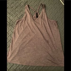 Heathered purple flyaway back athletic top